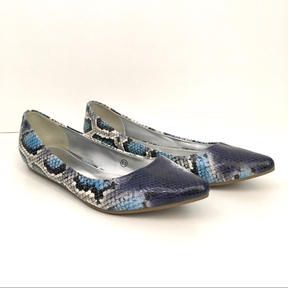 Miss Me Colored snake skin print ballet flats 8.5